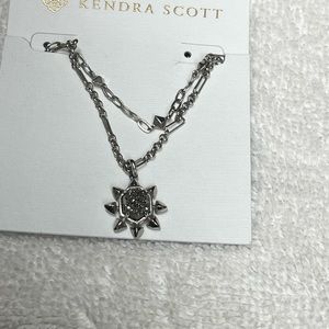 Kendra Scott Double strand silver sunburst with black drusy stone